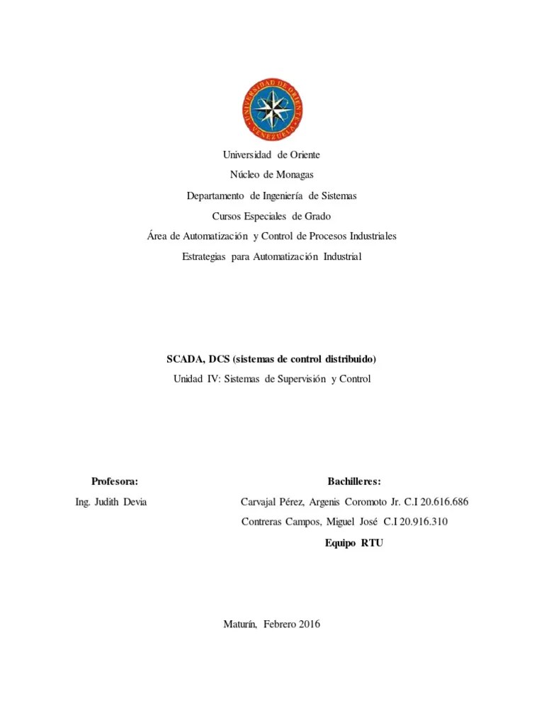 Scada Dcs Sistemas De Control Distribuido Pdf Scada Sistema Operativo
