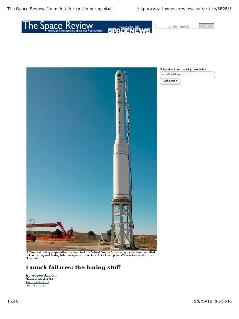 The Space Review: Launch Failures: The Boring Stuff | PDF | Space ...