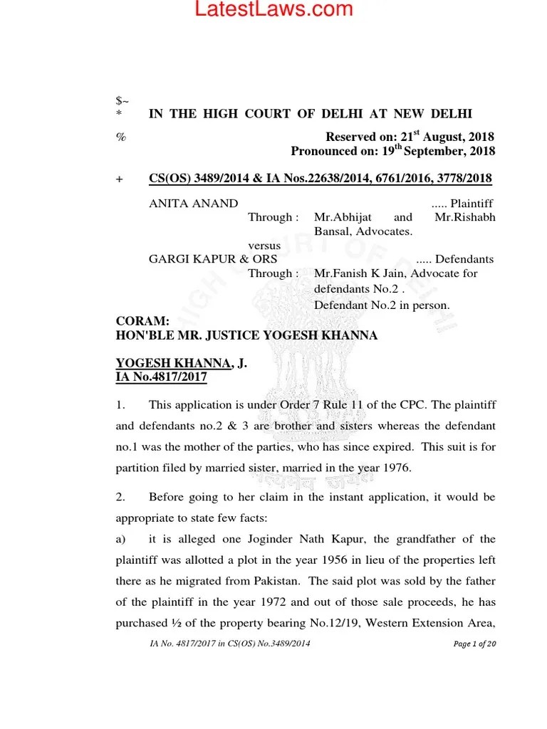 Married Daughter Can't Claim Continuous Possession Of Her Mothers ...