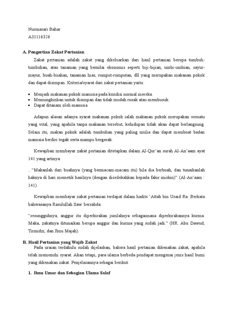 Hadits Tentang Zakat Pertanian - Nusagates