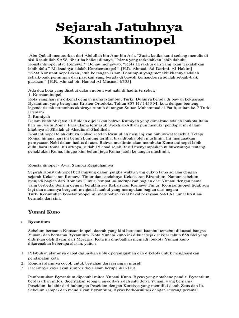 Sejarah Jatuhnya Konstantinopel | PDF