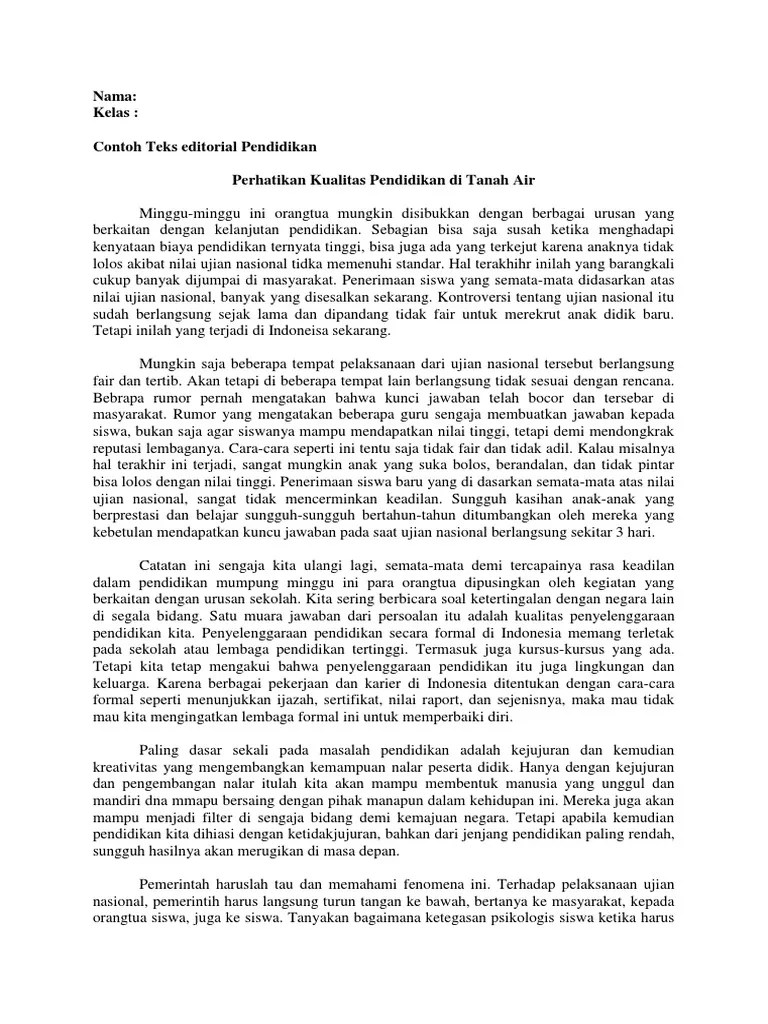 Contoh Teks Editorial Tentang Banjir Edukasi News Contoh Teks Editorial Tentang Ekonomi.