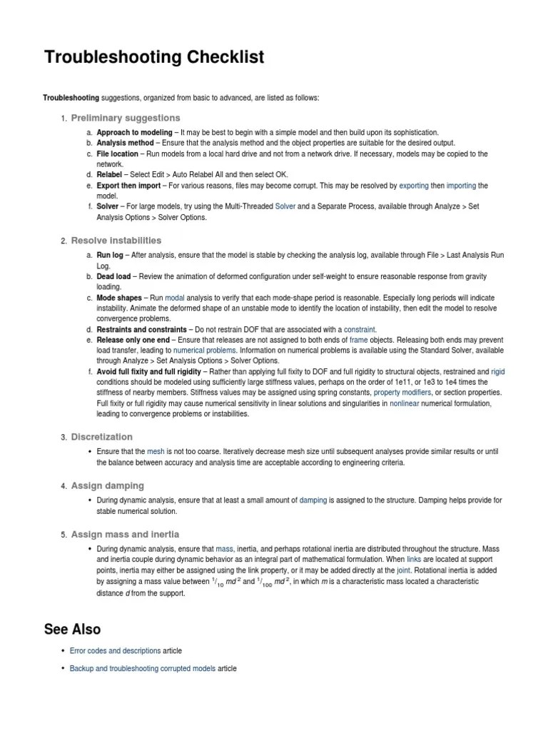 Troubleshooting Checklist: Preliminary Suggestions | Download Free PDF ...