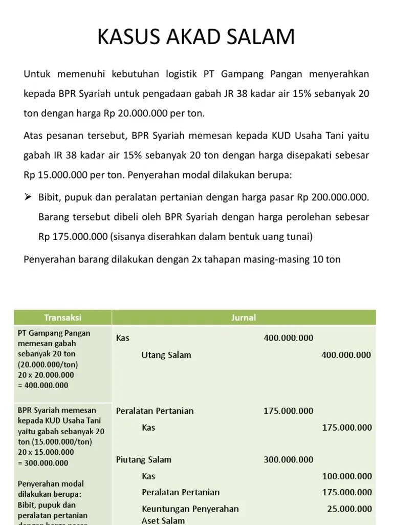 Ada dua jenis kontrak, yaitu salam salam dan salam paralel. Pertanyaan Tentang Akuntansi Salam