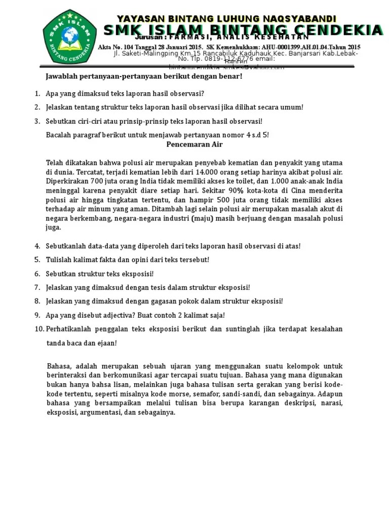 Sebutkan struktur teks laporan hasil observasi. Sebutkan Dan Jelaskan Struktur Teks Laporan Hasil Observasi Blog Spots