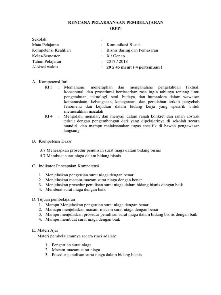 Check spelling or type a new query. Rpp Ke 7 Pprosedur Penulisan Surat Niaga