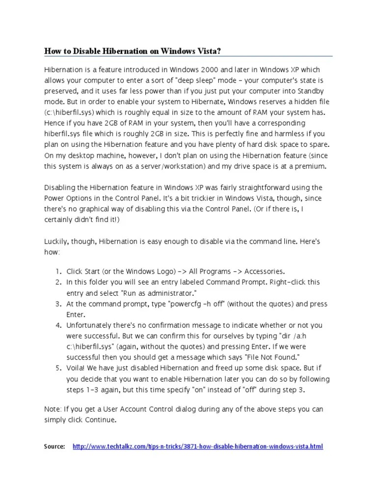 How To Disable Hibernation | PDF | Windows Registry | Computer Architecture