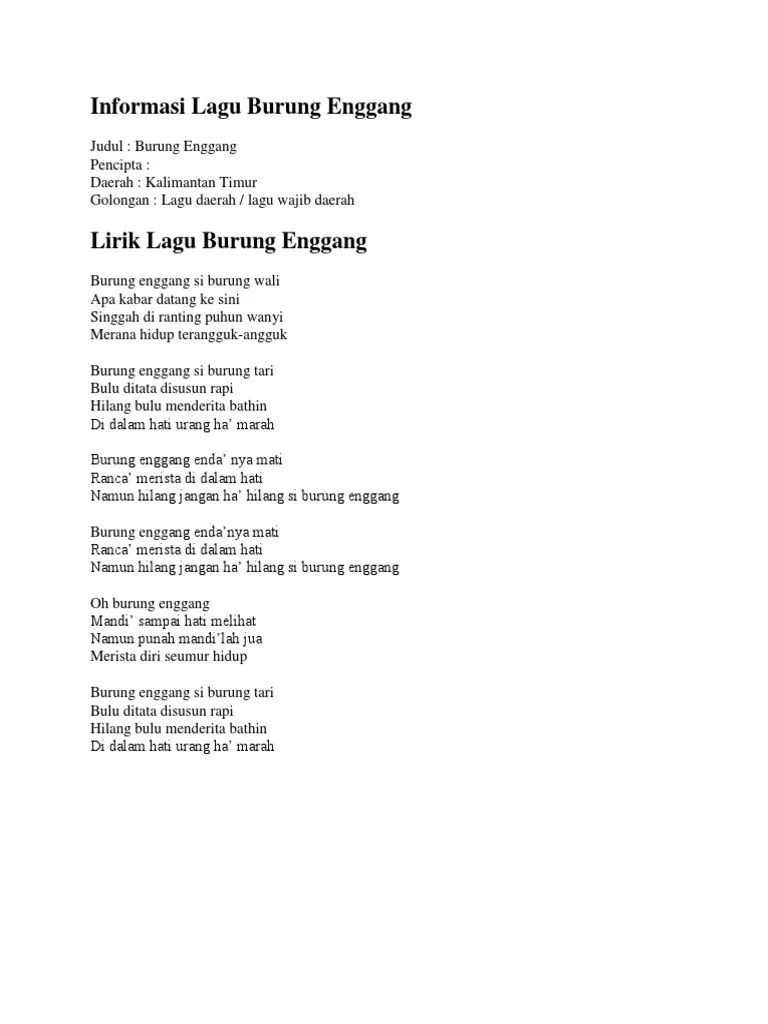 Informasi Lagu Burung Enggang | PDF