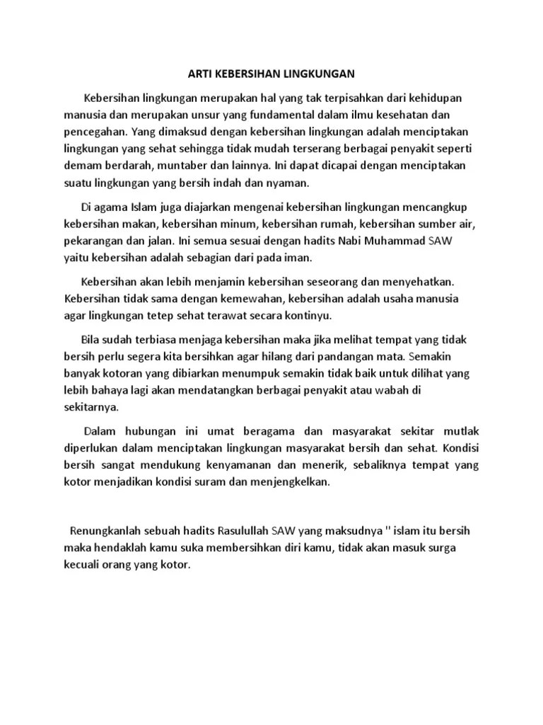 Arti Kebersihan Lingkungan | PDF