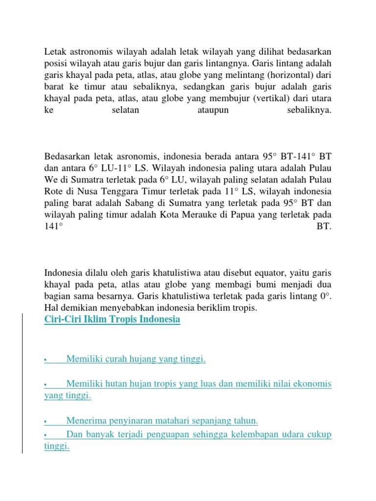 Secara Astronomis Indonesia Terletak Pada Garis