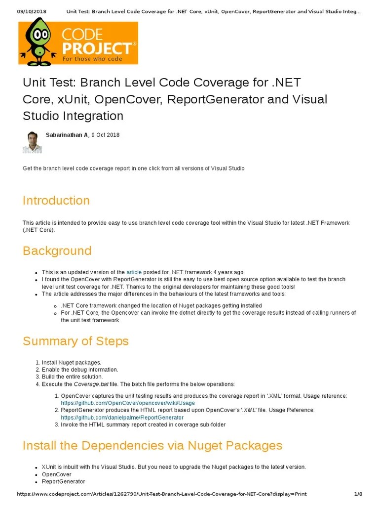 Unit Test - Branch Level Code Coverage For .NET Core, XUnit, OpenCover ...