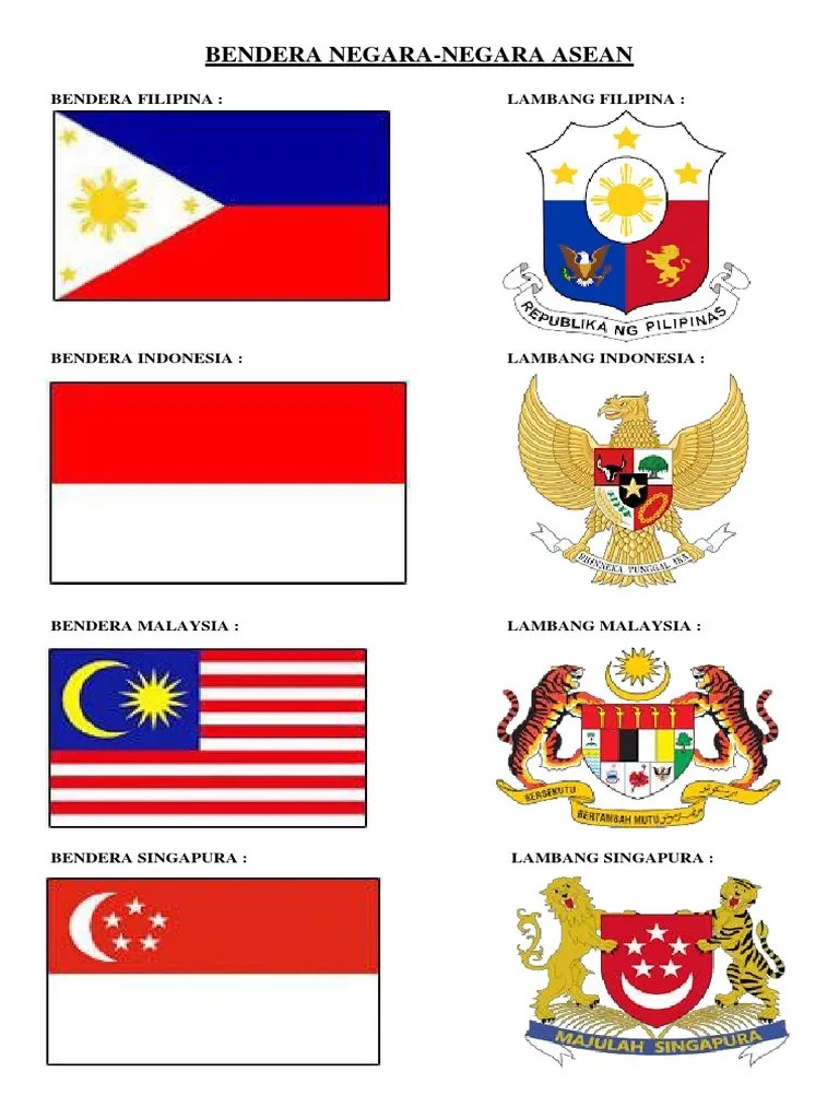 Bendera Negara Asean Beserta Lambang Dan Nama Negaranya