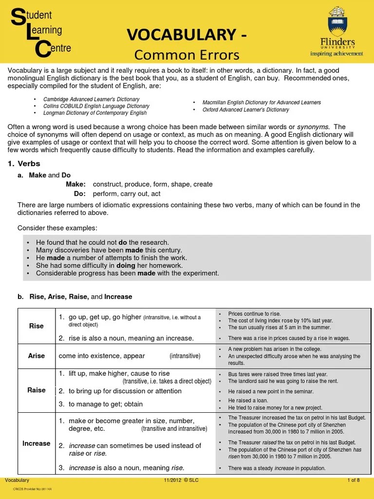 Vocabulary PDF | PDF | Verb | English Language