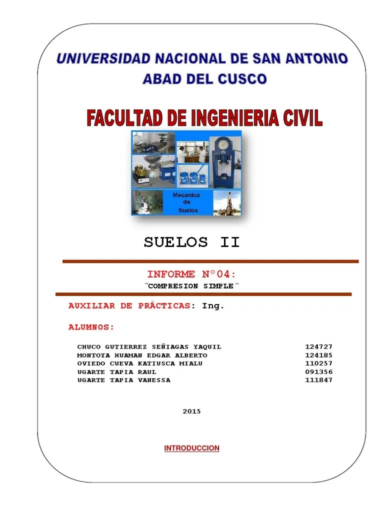 Ensayo De Compresion Simple | PDF | Mecánica De Fractura | Física Aplicada E Interdisciplinaria
