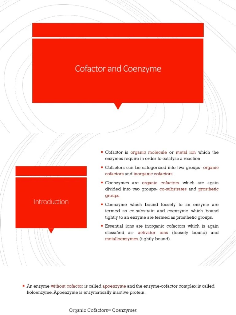 Cofactor And Coenzyme | PDF | Cofactor (Biochemistry) | Nicotinamide Adenine Dinucleotide