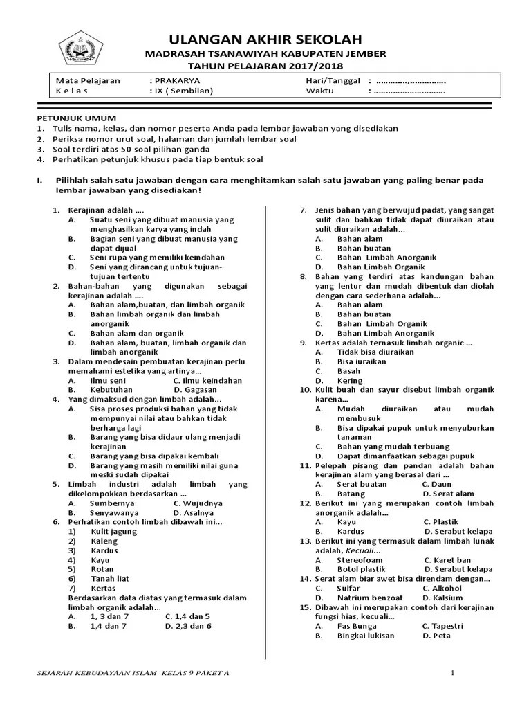 Contoh Soal Pts Uts Mapel Ski Kelas 3 Mi Semester 2 Kurikulum 2013 Ruang Pendidikanku Jelaskan bagaimana langkah tahapan dakwah yang dilakukan nabi p.