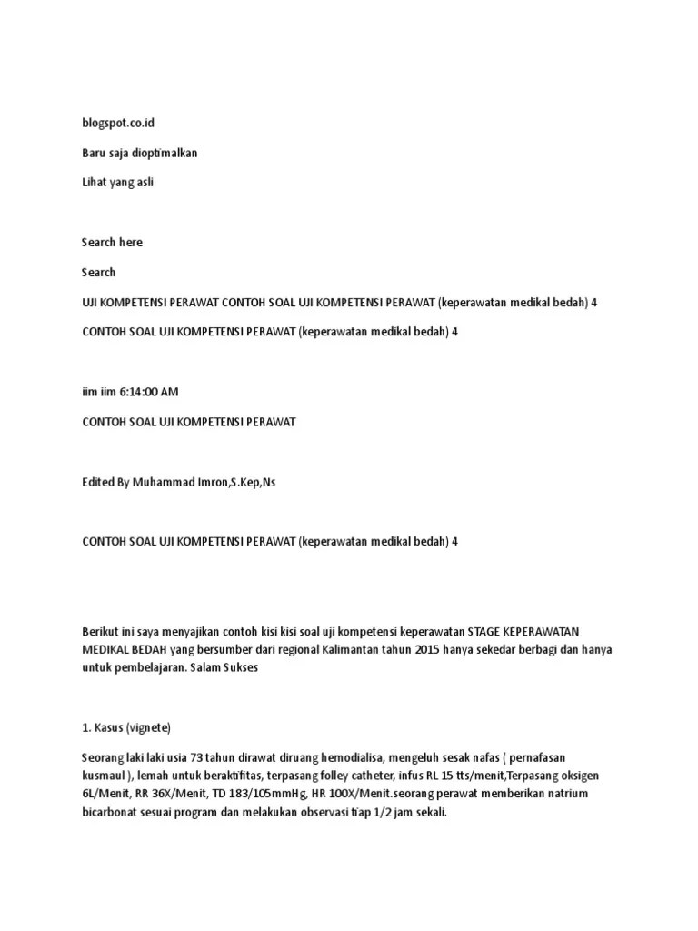 Materi kmb (keperawatan medikal bedah) merupakan mata kuliah dengan soal terbanyak. Soal Ukom Pdf