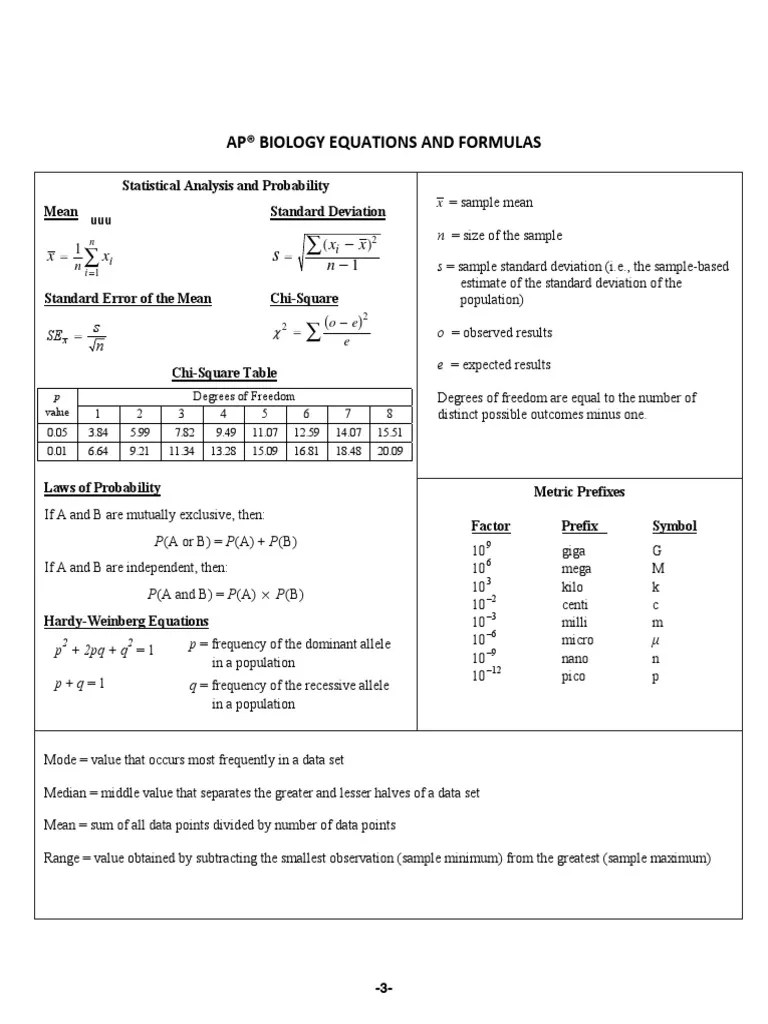 AP Biology Practice Exam 2013 | PDF | Degrees Of Freedom (Statistics) | Standard Deviation