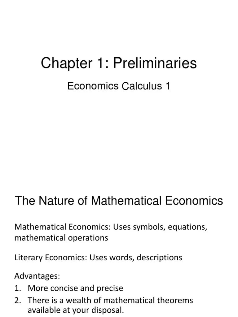Chapter 1: Preliminaries: Economics Calculus 1 | Download Free PDF ...
