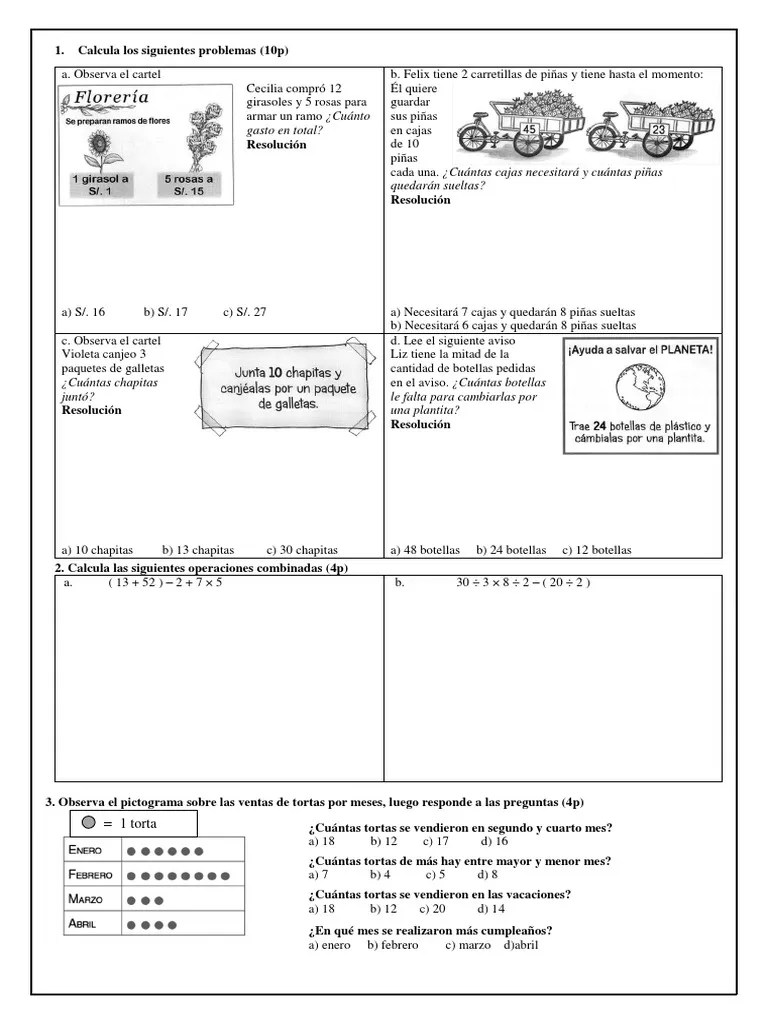 Problemas Matemáticos 4to Grado | PDF | Ocio