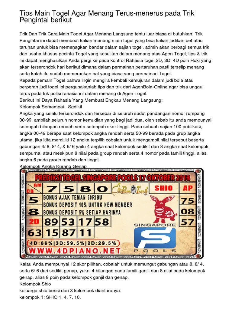 Kelompok shio kelompok shio terdiri daripada tiga group yaitu grup 1: Tips Main Togel Agar Menang Terus Menerus Pada Trik Pengintai Berikut