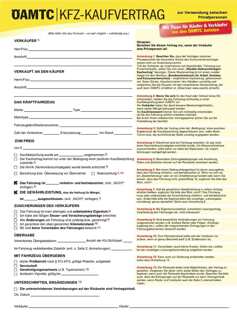 Mit unserer kostenlosen vorlage eines kaufvertrags können sie ihre geschäfte korrekt regeln. ÃAMTC Kaufvertrag.pdf