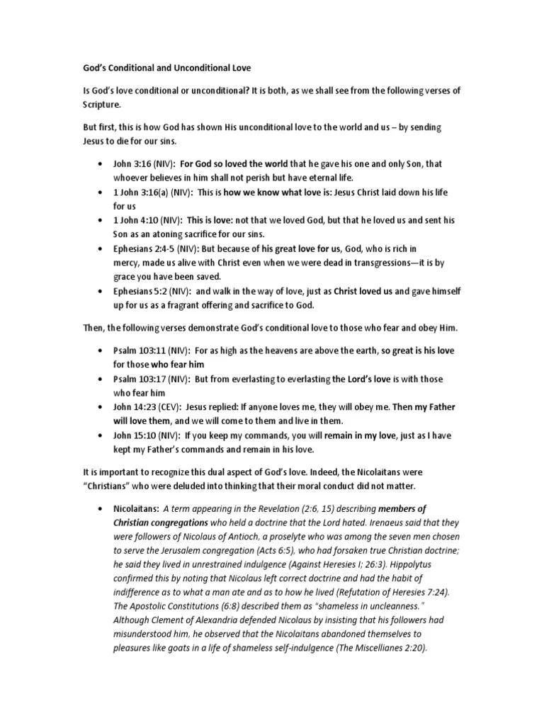 God's Conditional And Unconditional Love | PDF | Religious Belief And ...