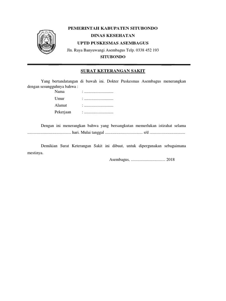 Surat Keterangan Sakit Puskesmas