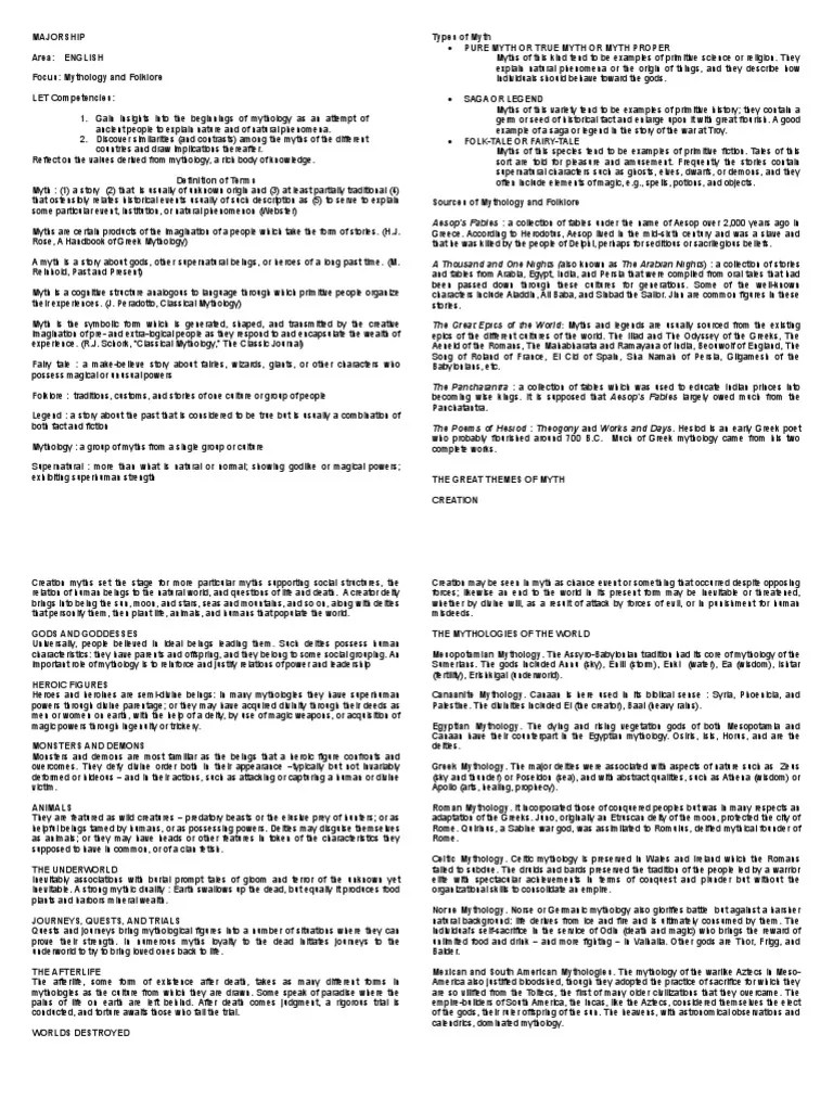 Mythology And Folklore | PDF | Greek Mythology | Deities