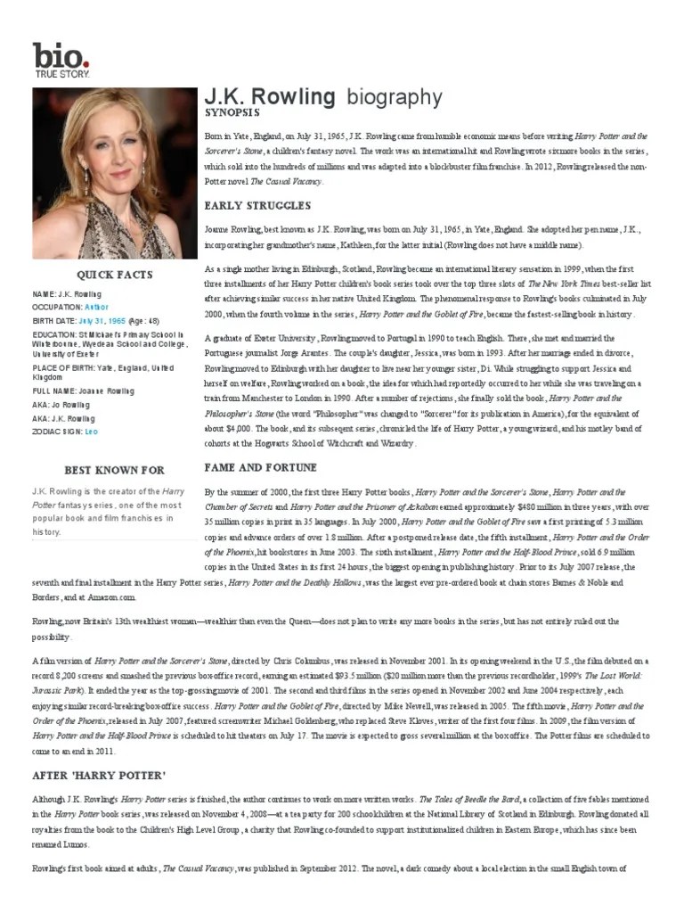 J.K. Rowling Biography | J. K. Rowling | Harry Potter | Free 30-day ...