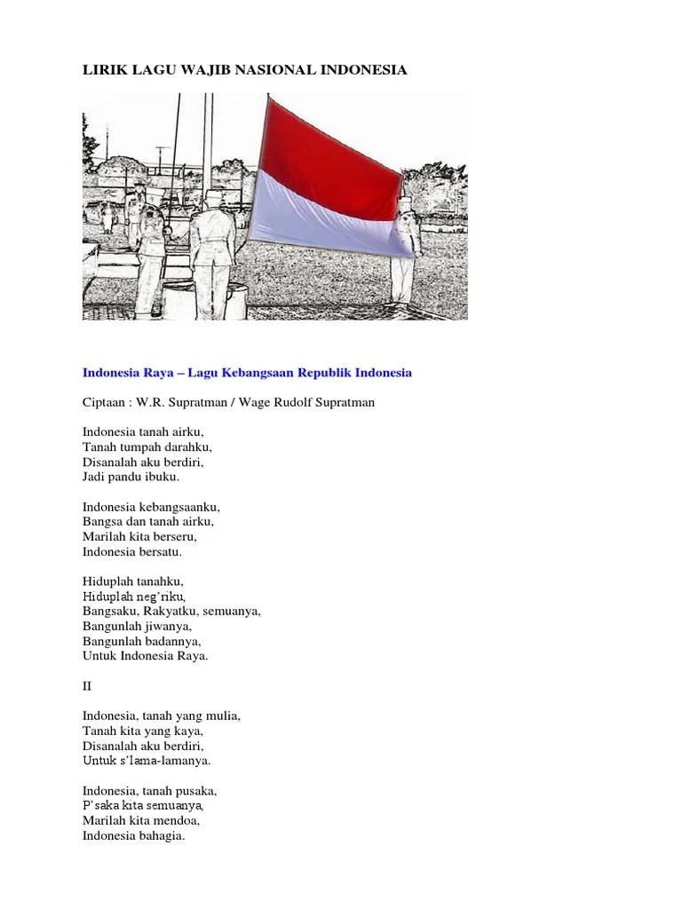 C f c dm g c c indonesia tanah air beta. Lirik Lagu Wajib Nasional Indonesia Pdf