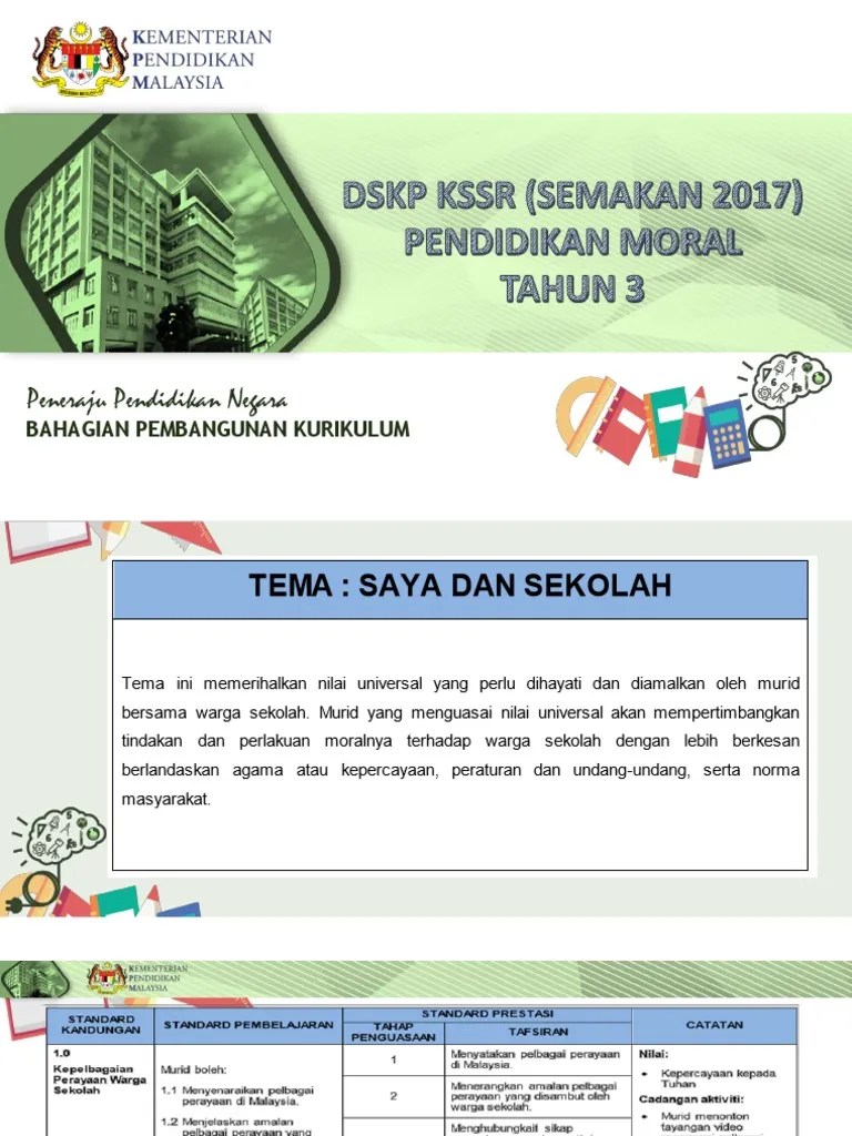 Pelaksanaan kurikulum dan pentaksiran berlaku secara serentak dan tidak memerlukan surat pekeliling yang berasingan. Dskp Kssr Semakan 2017 Pm T3 Pdf