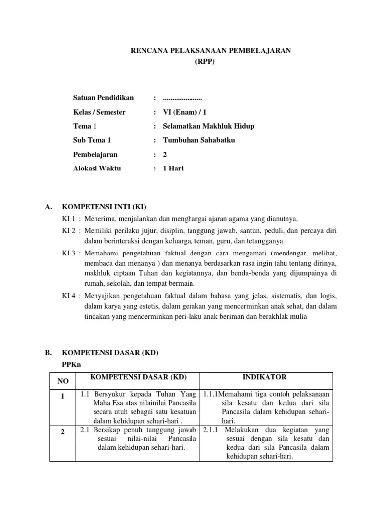 Setiap pendidik atau guru kelas sekolah dasar berkewajiban menyusun rpp secara lengkap dan sistematis. Rpp Kurikulum 2013 Kelas 6 Tema 1 Sub Tema 1 Pembelajaran 2 Pdf
