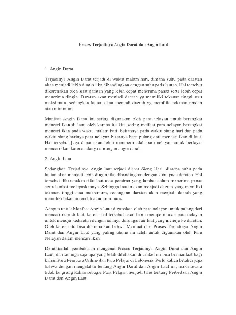 Proses Terjadinya Angin Darat Dan Angin Laut | PDF