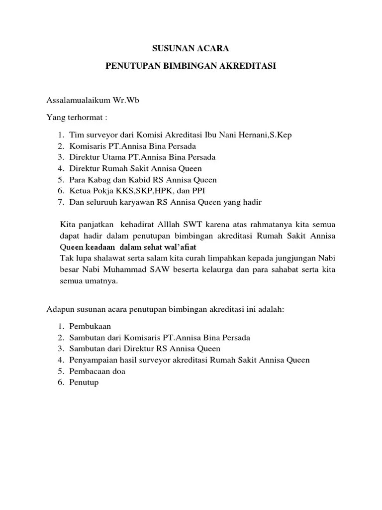 Susunan Acara Penutupan Akreditasi | PDF