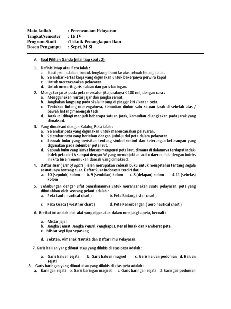 Soal Perencanaan Pelayaran MID | PDF