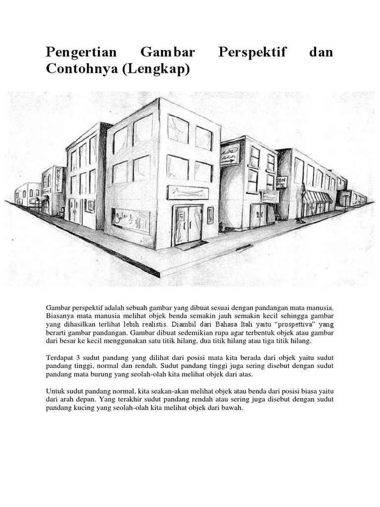 Perspektif dua titik lenyap menggambarkan dua satah yang berlainan arah bertemu pada dua titik lenyap. Pengertian Gambar Perspektif Dan Contohnya Pdf