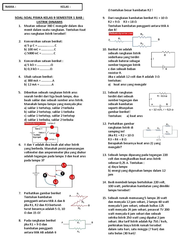 Nah, sekarang, coba yuk kita kerjakan contoh soal menghitung kuat arus listrik . Listrik Dinamis Sma Pdf