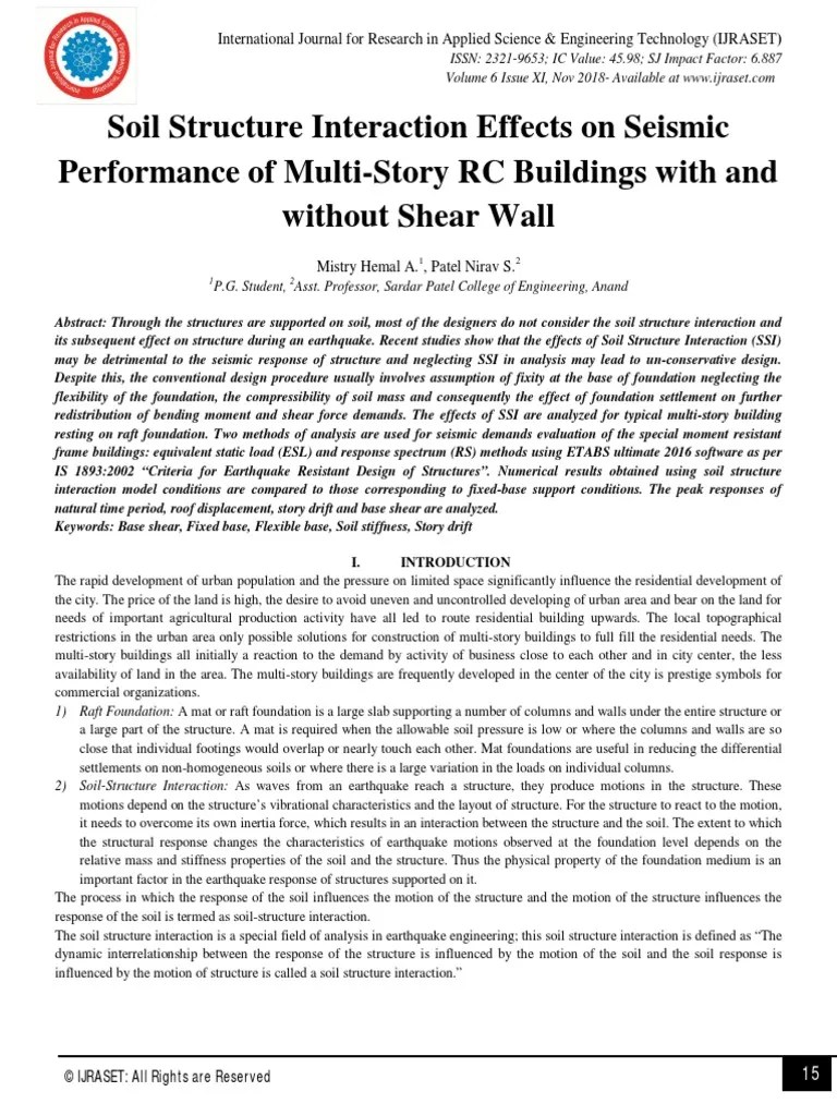Soil Structure Interaction Effects On Seismic Performance Of Multi ...