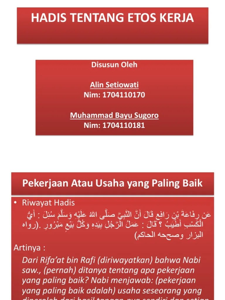 Hadits Tentang Etos Kerja Pptx Powerpoint 