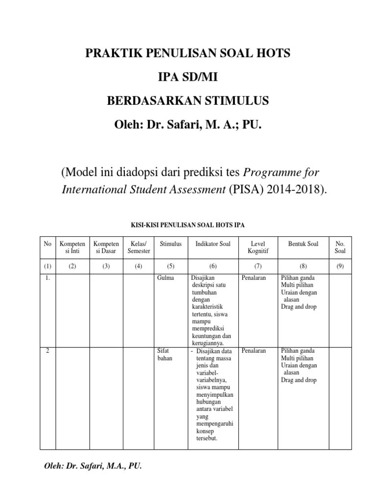 Abstrak—penerapan sistem penilaian kinerja kepada dosen menuntut pelaporan yang akuran dan cepat khususnya pada aspek pendidikan dan pengajaran yang merupakan salah satu aspek tridharma peerguruan tinggi, pada proses pelaporan tersebut jurnal Soal Hots Pilihan Ganda Ipa Sd Beinyu Com