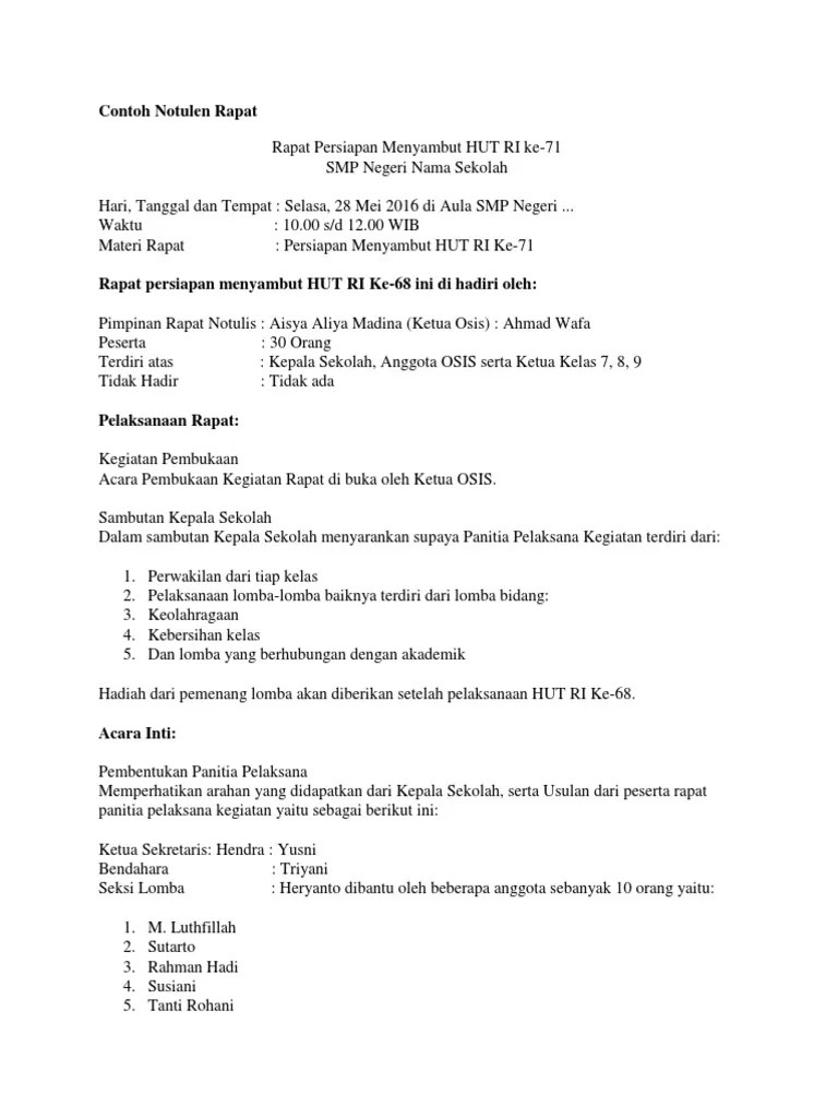 Contoh Pembawa Acara Rapat Pembentukan Panitia - Delinewstv