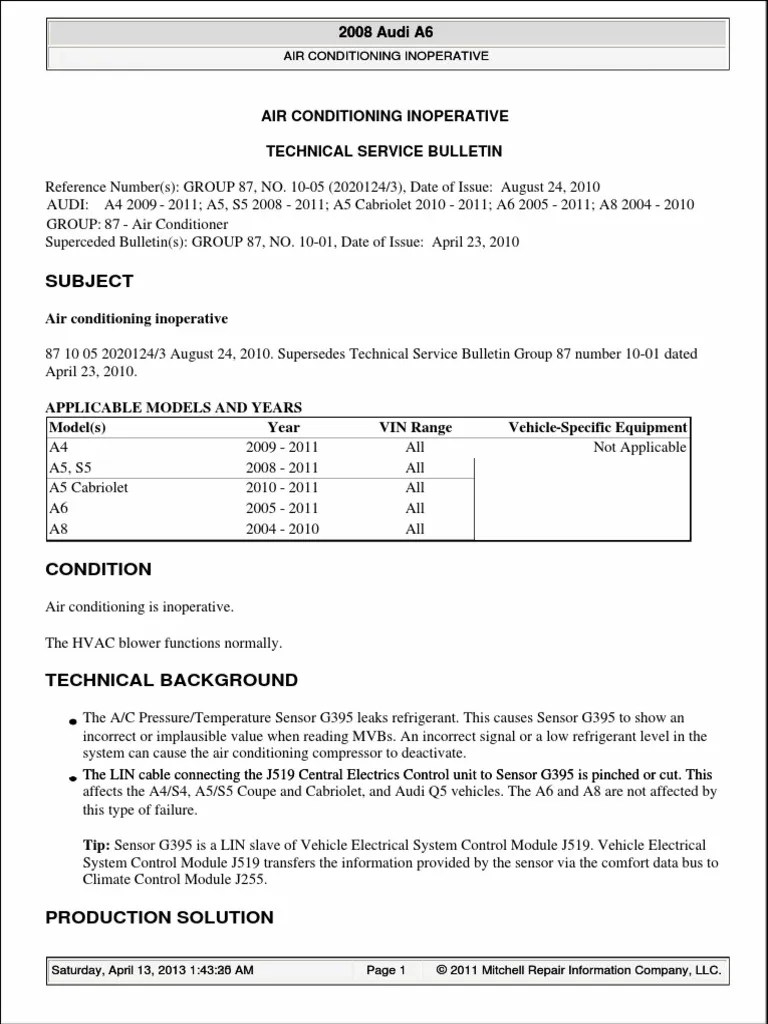 Ac Tsb Pdf Air Conditioning Audi