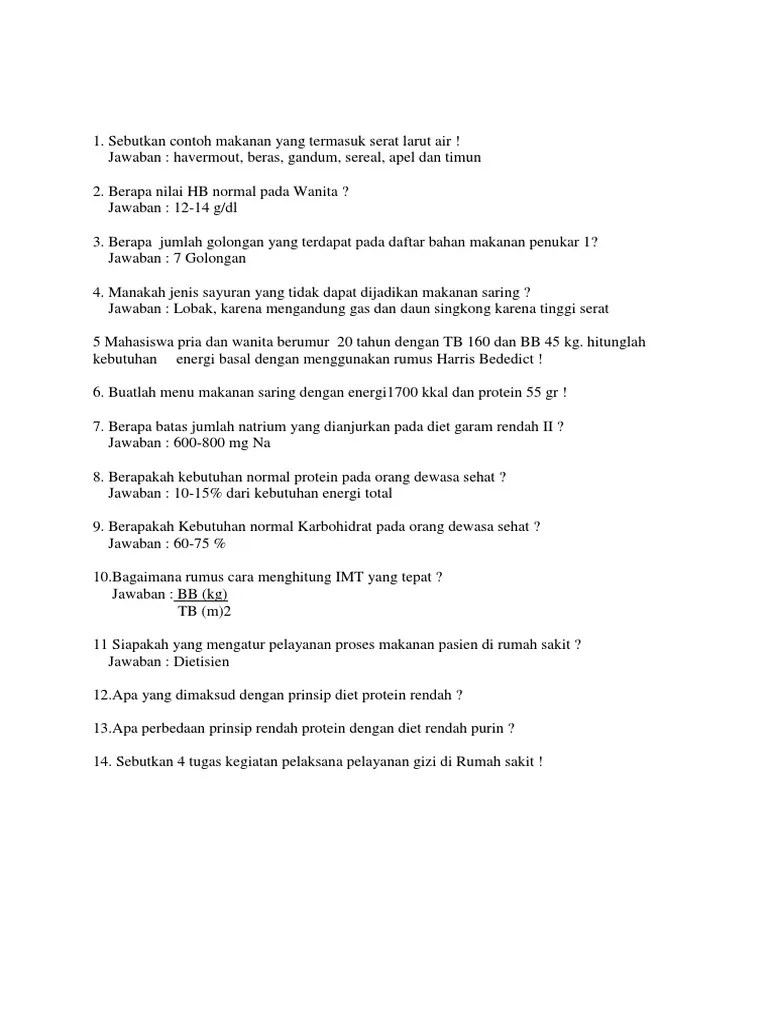 Contoh soal uji kompetensi nutrisionis/sarjana gizi. Soal Tes Masuk Rs Gizi