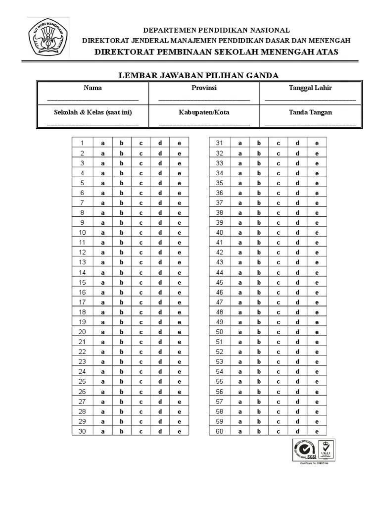 A short summary of this paper. Lembar Jawaban Pilihan Ganda Pdf