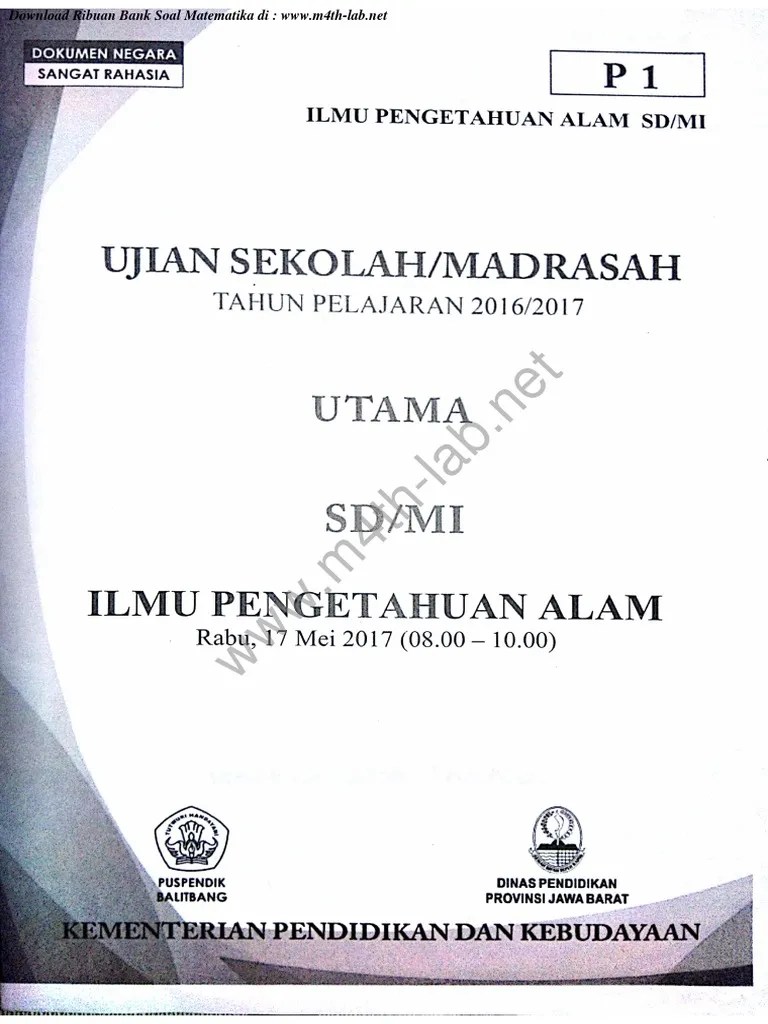 06.12.2019 · download soal dan kunci jawaban pos test diklat pendampingan kurikulum 2013 untuk guru. Soal Un Sd 2017 Ipa Pdf Beinyu Com