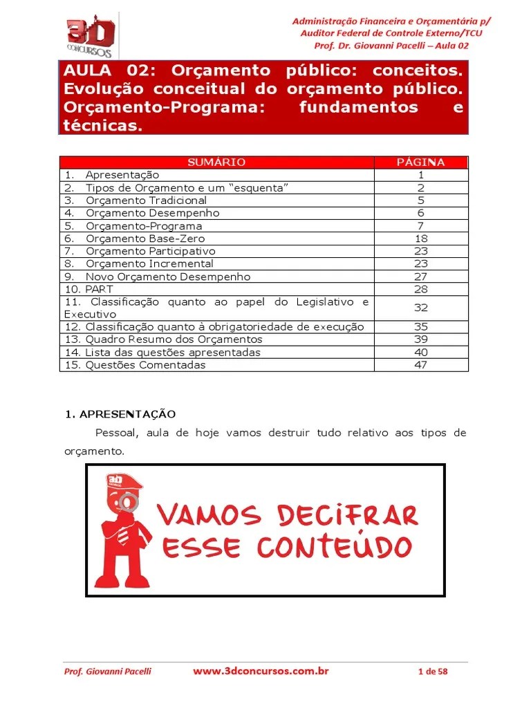 Aula 2 | PDF | Orçamento | Orçamento Governamental