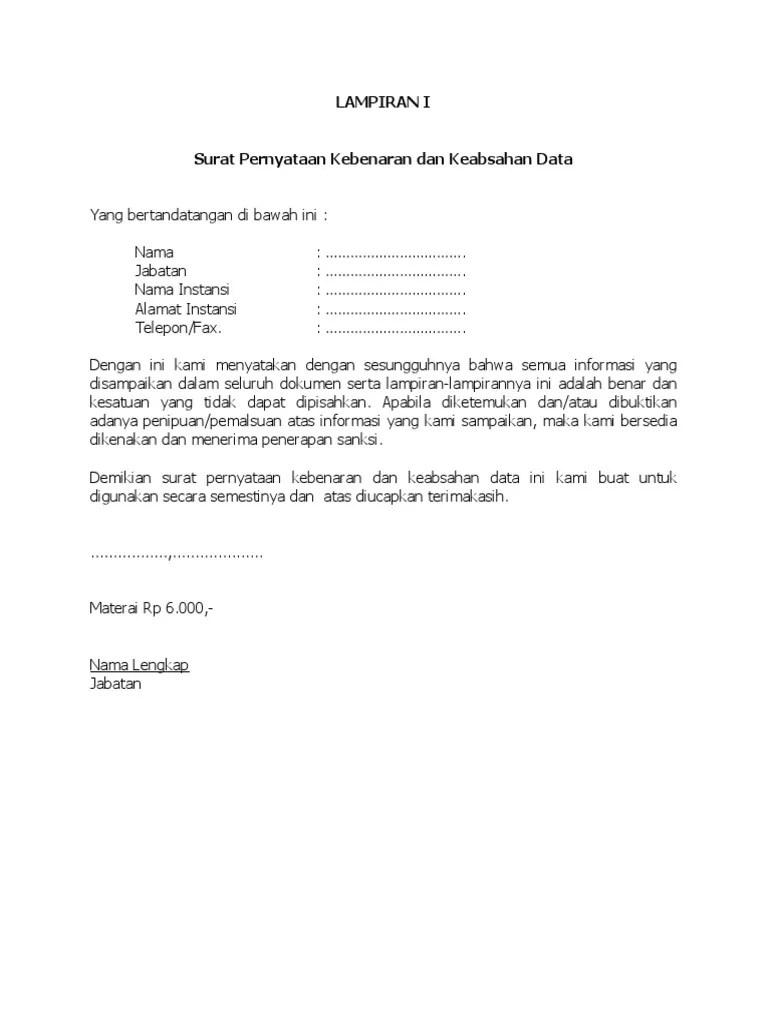 Berisi contoh surat pernyataan lengkap dengan formatnya. Contoh Surat Pernyataan Kebenaran Dan Keabsahan Dokumen ...