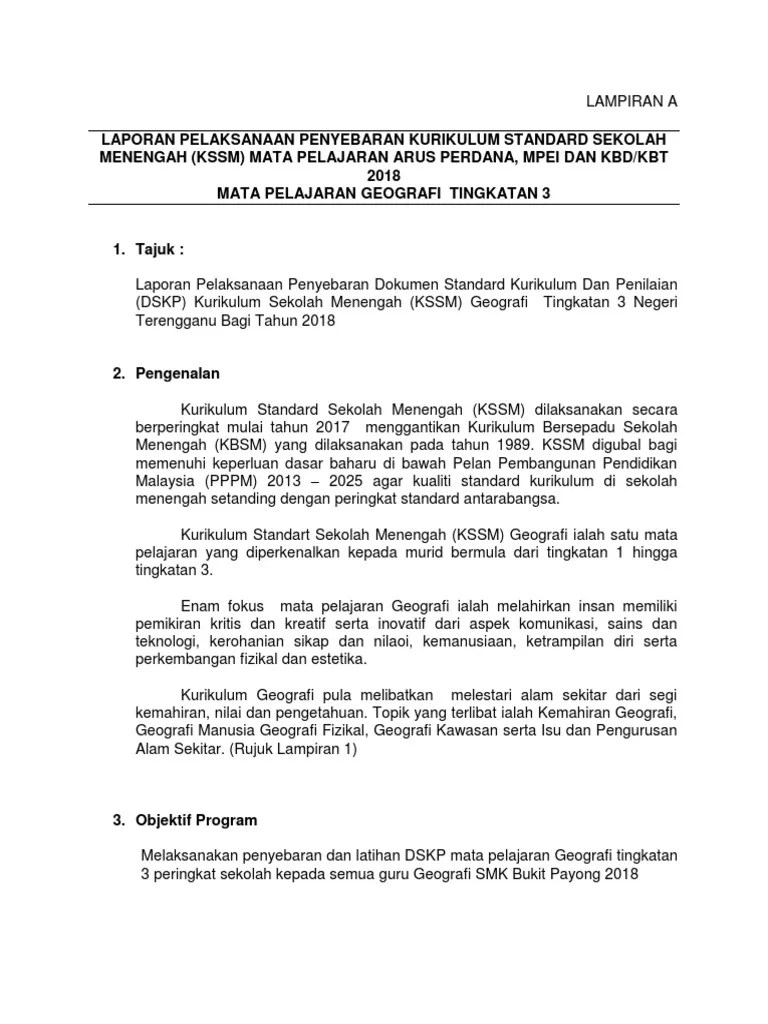 Kurikulum geografi tingkatan 1 membolehkan murid: Laporan Dskp Geografi 2018 Ting 3