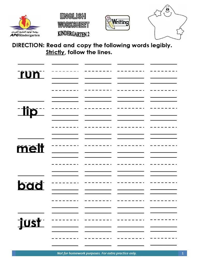 Kg2 english worksheets